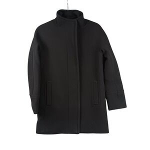 J. Crew Black Wool‎ Blend Mock Neck Zip Front Coat Women's Size 0 Reimagined
